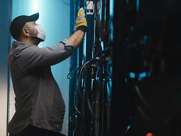 Cleaning services for AI data centers, server rooms, network operations centers, and technology facilities.